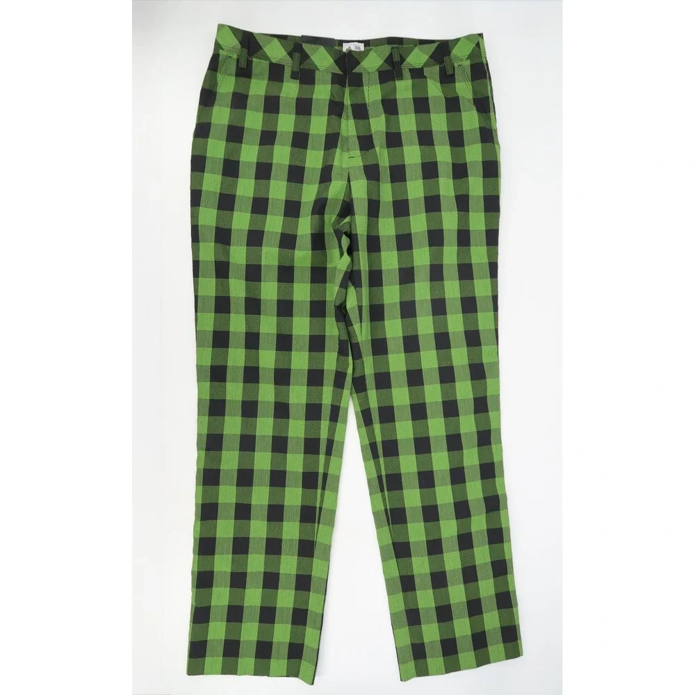 Adidas Performance Golf Pants Mens 36x32 Green Black Plaid Buffalo Check New